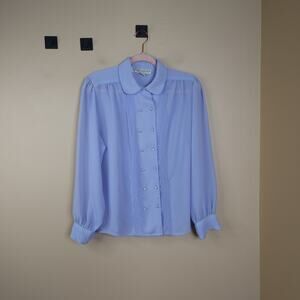 Vintage Joan Harper Long Sleeve Double Button Blouse in Lavender Size 16